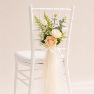classic champagne white aisle chair floral decorations