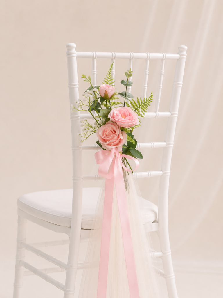 pink aisle chair floral decorations