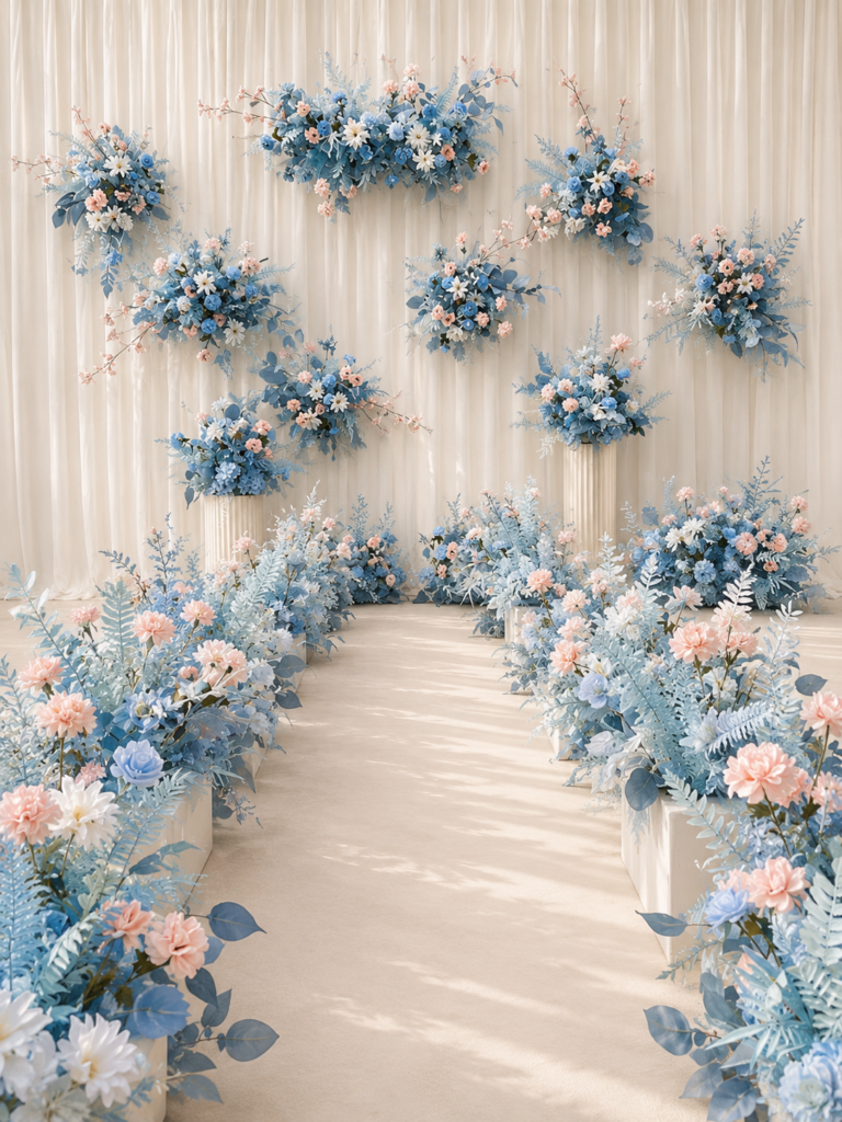 blue & pink floral set