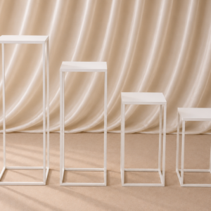 white geometric pedestal stand set (set of 4)
