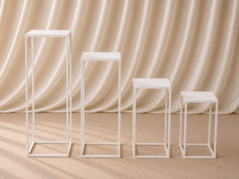 white geometric pedestal stand set (set of 4)
