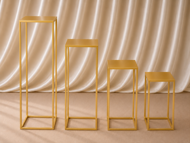 gold geometric pedestal stand set (set of 4)