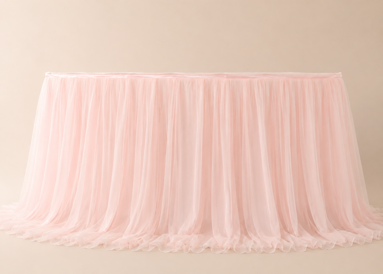 pink table draping