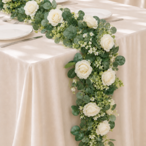 white rose & eucalyptus floral garland